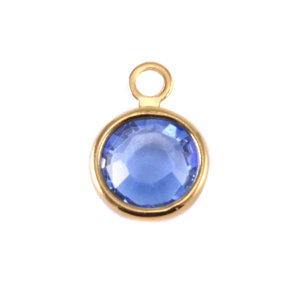 Charms & Solderable Accents Swarovski Crystal Channel Gold Charm (Sapphire - SEPTEMBER)